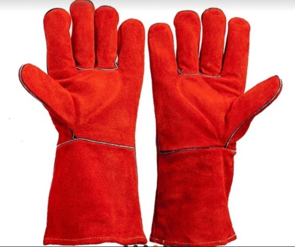 Red Leather Safety Gloves